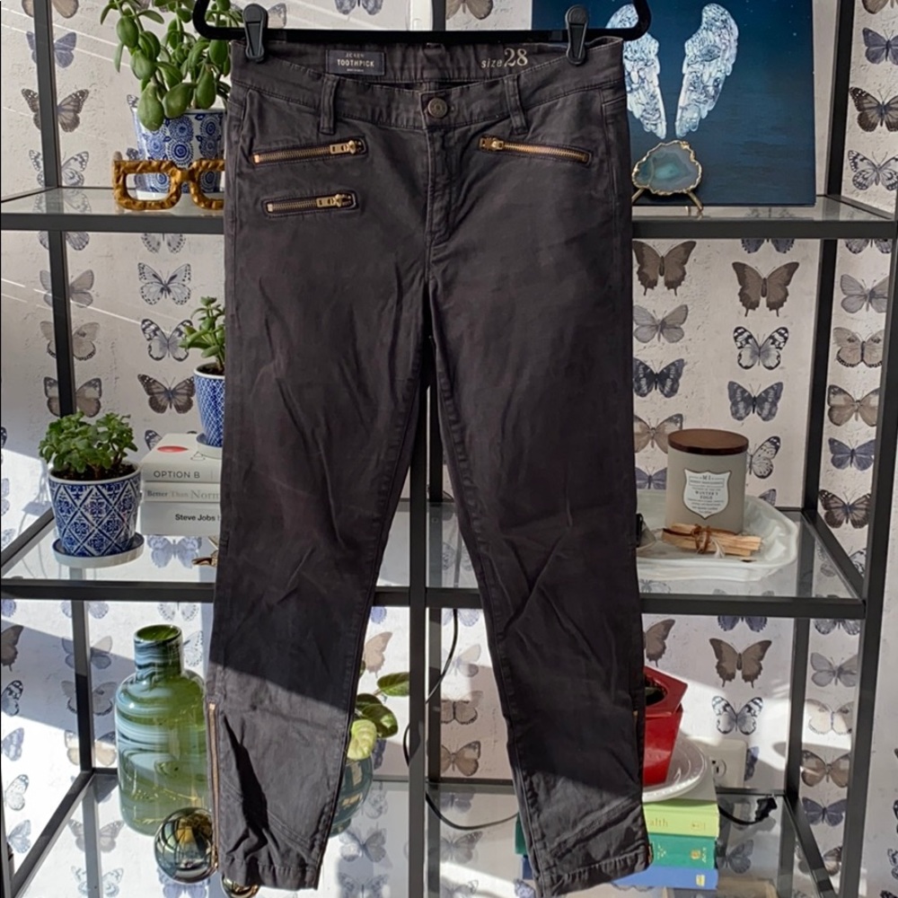 JCrew Faded Black Sateen Toothpick with Zips